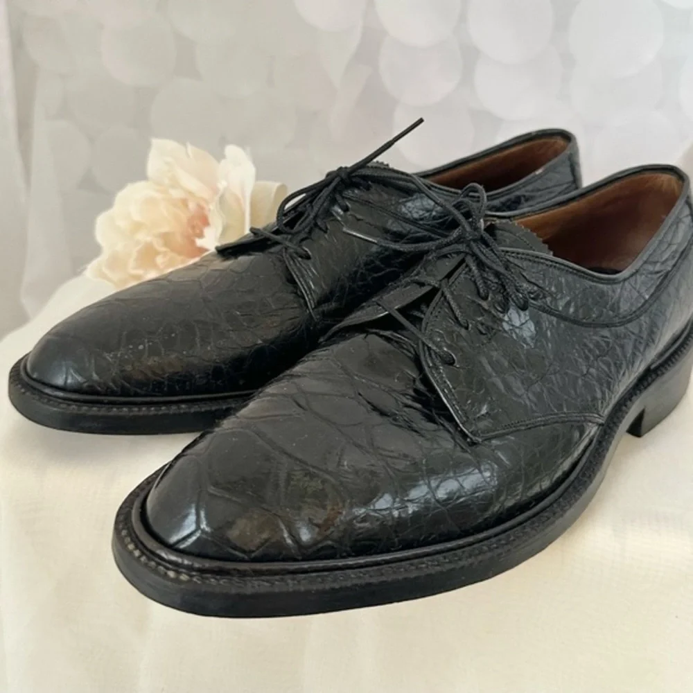 Vintage 60s GENUINE sea turtle leather Black Oxford’s mens size 8 women’s 9.5